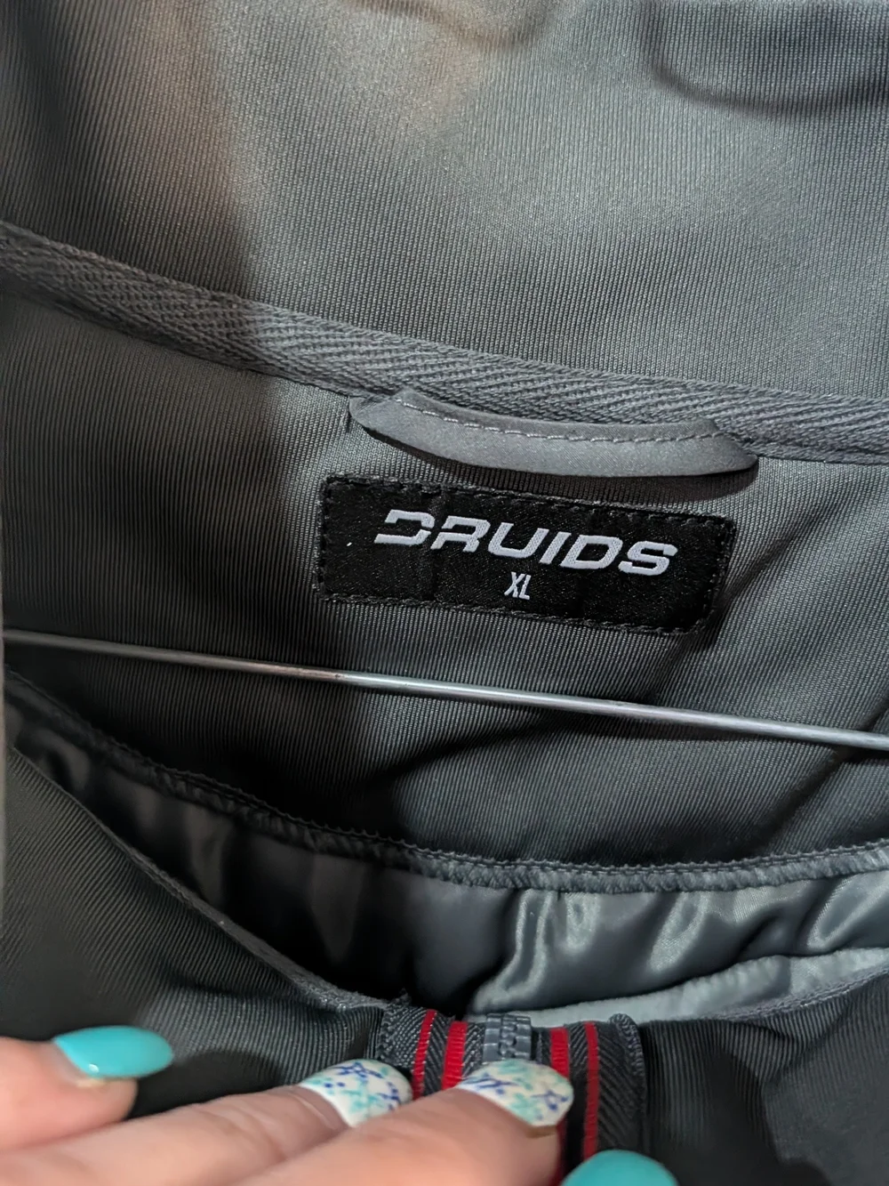 Druids Men's Gray Quilted Vest with Red Trim